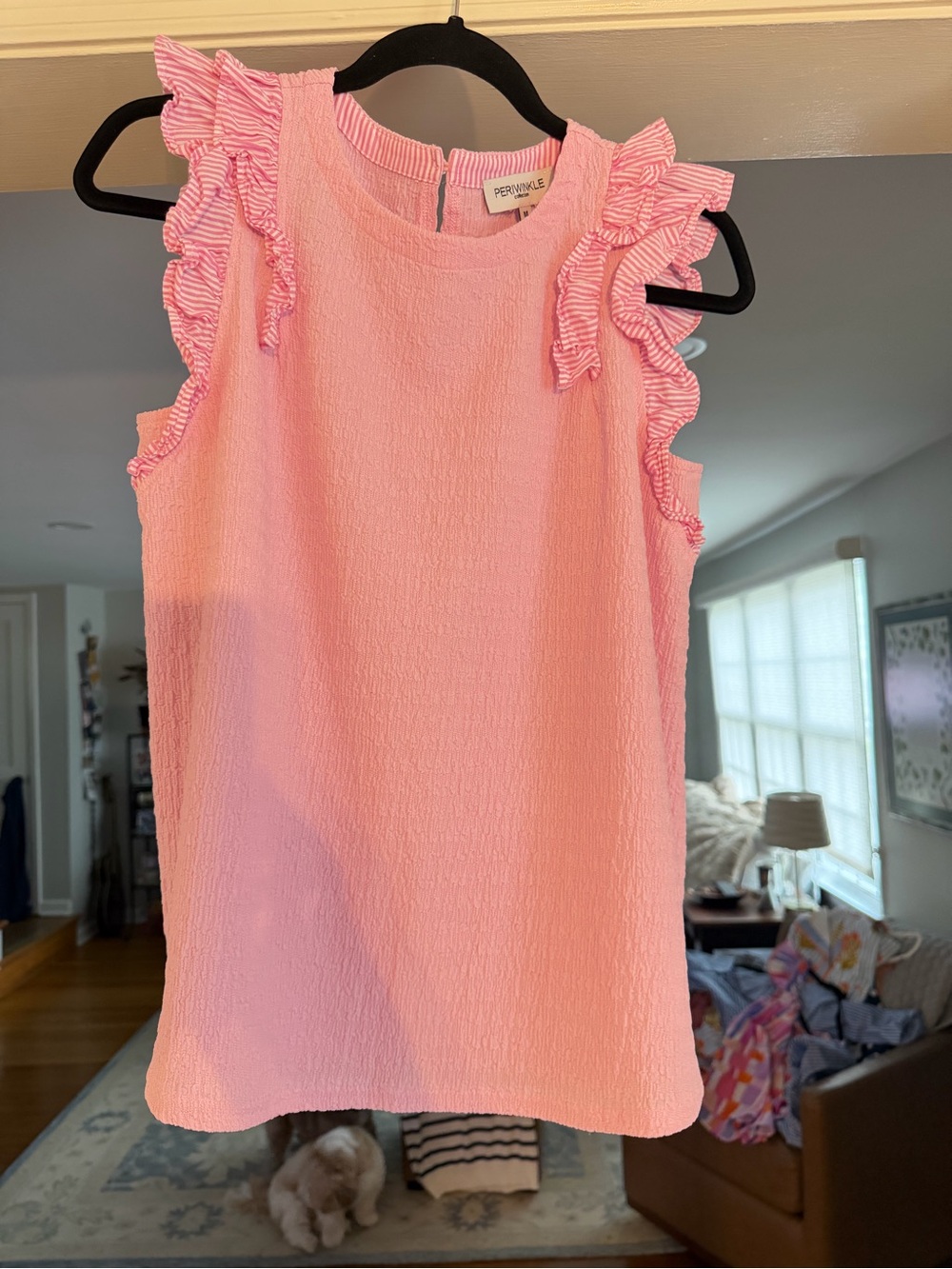 Periwinkle by Barlow Pink Ruffle Sleeve Blouse